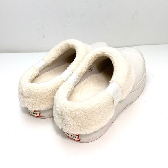 HUNTER White Play Vegan Shearling Insulated Clogs Slides In Cream Size 9 - Picture 8 of 13